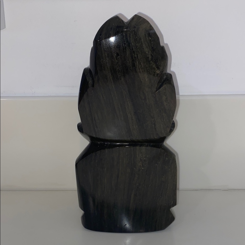 Hand Carved 9" Black Obsidian Aztec/Mayan Tribal Statue Figurine Volcanic Stone - Picture 4 of 6